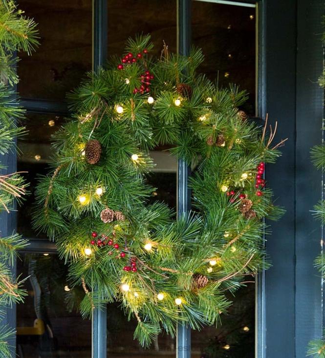 majatarbed 820L1483 sise-/välissinine katuseharjapärg akutoitega kahefunktsiooniliste tuledega, 24 dia. Plow & Hearth