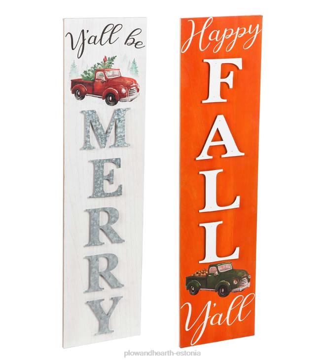 majatarbed 820L1490 kahepoolne sügis/pühade tervitus puidust seisev veranda lahjam Plow & Hearth