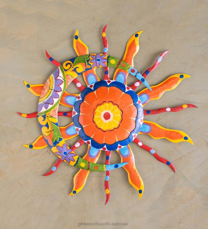 majatarbed 820L1500 talavera päikese ja kuu maalitud metallist seinakunst Plow & Hearth