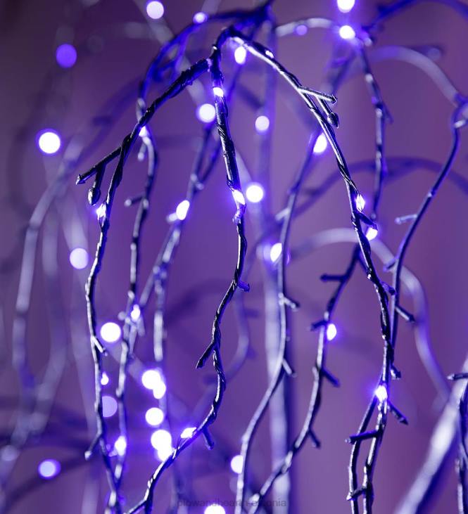 majatarbed 820L1530 sise-/välistingimustes halloween elektrivalgustusega must nutupaju, millel on lillad ledid Plow & Hearth