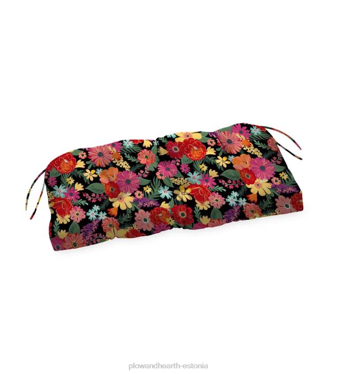 majatarbed 820L1540 klassikaline lipsudega kiige-/pingipadi, 54 x 18 1/2 x 3 - lilleline eskiis tumesinine Plow & Hearth