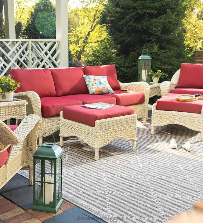 majatarbed 820L1078 prospect hill õues vitstest vitstest diivanikomplekt patjadega - pilvevalge metsaroheliste patjadega Plow & Hearth