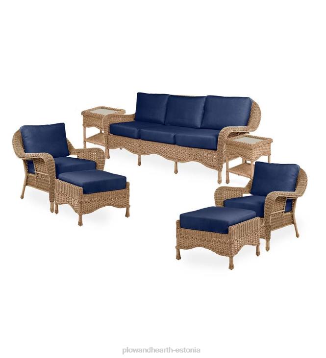 majatarbed 820L1078 prospect hill õues vitstest vitstest diivanikomplekt patjadega - pilvevalge metsaroheliste patjadega Plow & Hearth