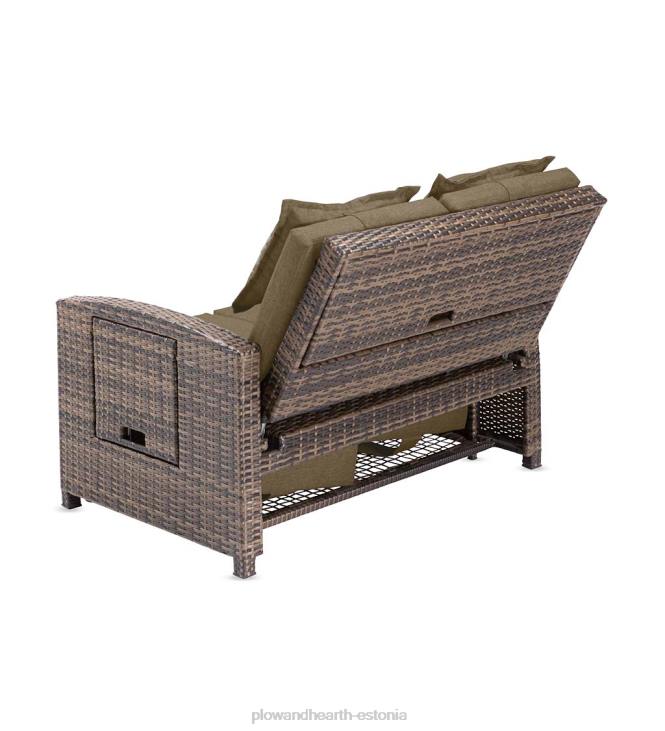 majatarbed 820L1083 Multifunktsionaalne õues vitstest armastustooli lamamistool taupe toonide patjadega Plow & Hearth