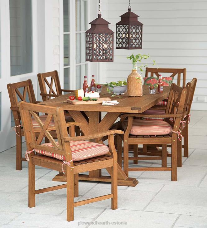 majatarbed 820L1085 claremont välisöögimööbel, eukalüpti laud ja toolid Plow & Hearth