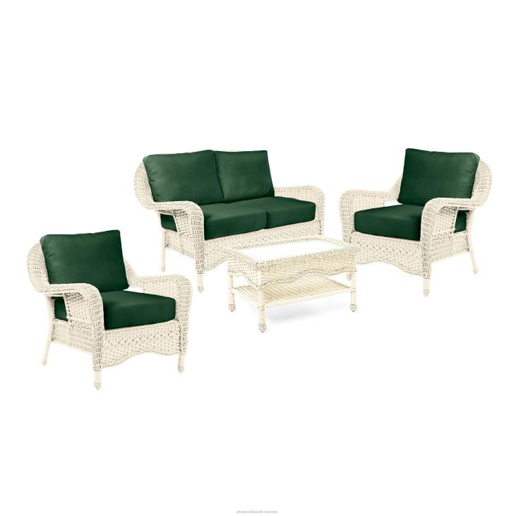 majatarbed 820L1097 prospect hill õues vitstest sügavale istumiskohaga istmekomplekt patjadega - pilvevalge metsaroheliste patjadega Plow & Hearth