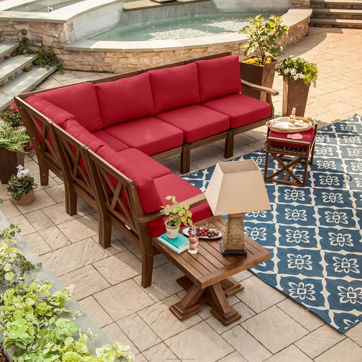 majatarbed 820L1122 Claremont eucalyptus väliistmepatjadega sektsioonistmed Plow & Hearth