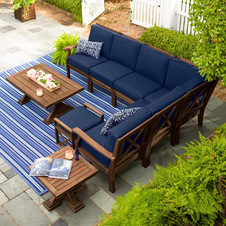 majatarbed 820L1122 Claremont eucalyptus väliistmepatjadega sektsioonistmed Plow & Hearth