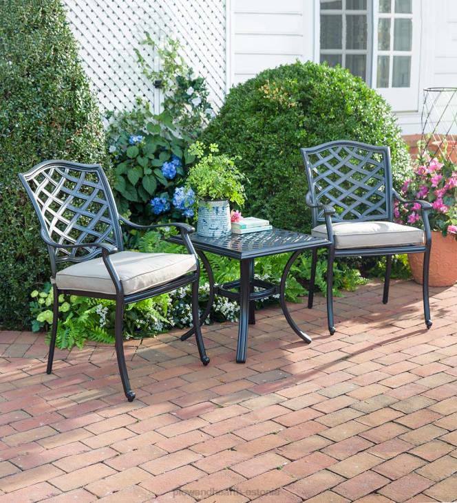 majatarbed 820L1139 park grove valatud alumiiniumist välitingimustes 3-osaline istumiskomplekt patjadega Plow & Hearth