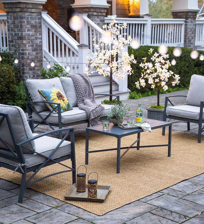 majatarbed 820L1140 arlingtoni valatud alumiiniumist väliterrass istmed koos patjadega, 4-osaline komplekt Plow & Hearth