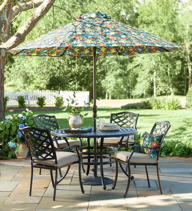 majatarbed 820L1149 park grove valatud alumiiniumist õues 5-osaline söögikomplekt koos patjadega Plow & Hearth