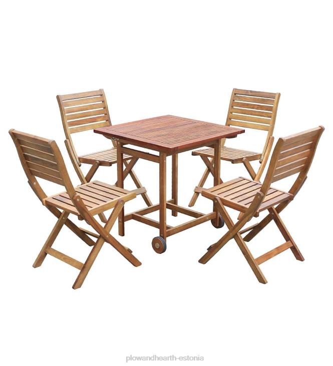 majatarbed 820L1151 kaasaskantav kingwood akaatsiapuust nutikas söögikomplekt - naturaalne Plow & Hearth