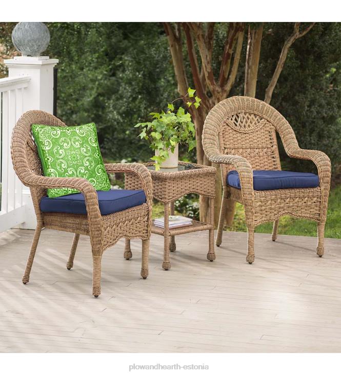 majatarbed 820L1168 prospect hill punutud komplekt kahest toolist ja otsalauast - pilvevalge Plow & Hearth