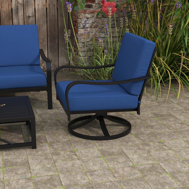 majatarbed 820L1170 laineline 4-osaline diivanikomplekt patjadega - must siniste patjadega Plow & Hearth