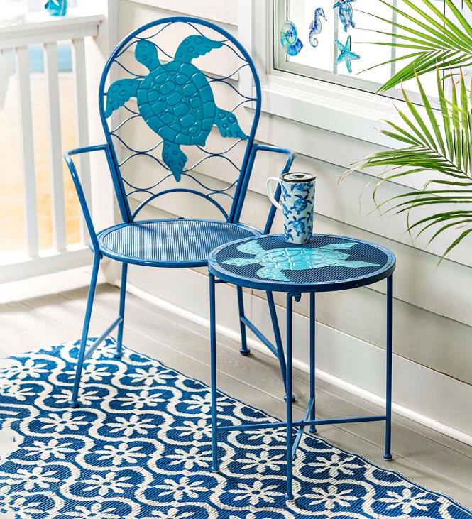 majatarbed 820L1173 metallist merikilpkonna välilaua ja toolide komplekt Plow & Hearth