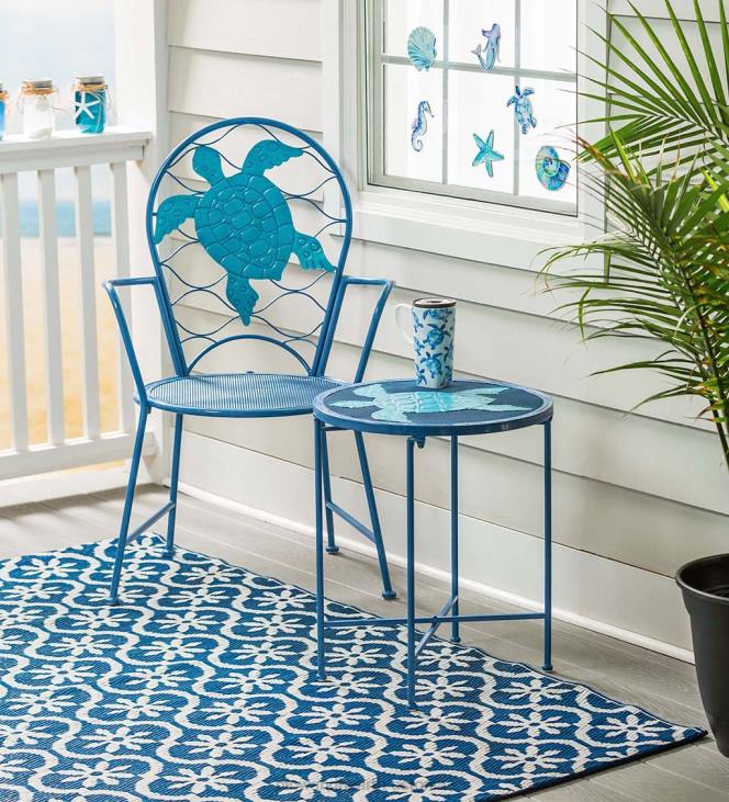 majatarbed 820L1173 metallist merikilpkonna välilaua ja toolide komplekt Plow & Hearth