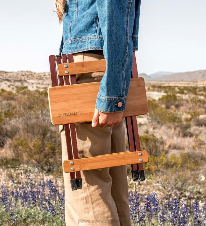 majatarbed 820L1176 bambusest kokkupandav laagri abilaud veiniklaasihoidjaga - bambus/pronks Plow & Hearth