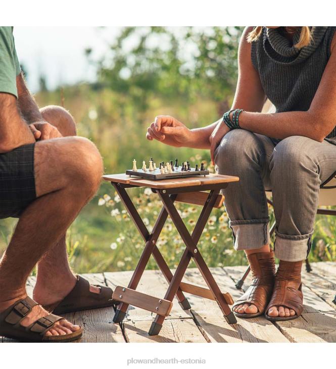 majatarbed 820L1176 bambusest kokkupandav laagri abilaud veiniklaasihoidjaga - bambus/pronks Plow & Hearth