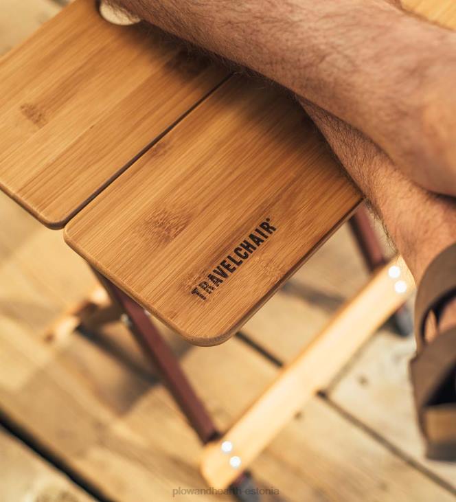 majatarbed 820L1176 bambusest kokkupandav laagri abilaud veiniklaasihoidjaga - bambus/pronks Plow & Hearth