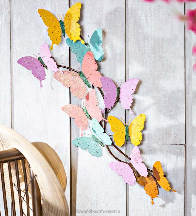 majatarbed 820L1655 sise/välis pastelsete liblikatega seinakunst Plow & Hearth