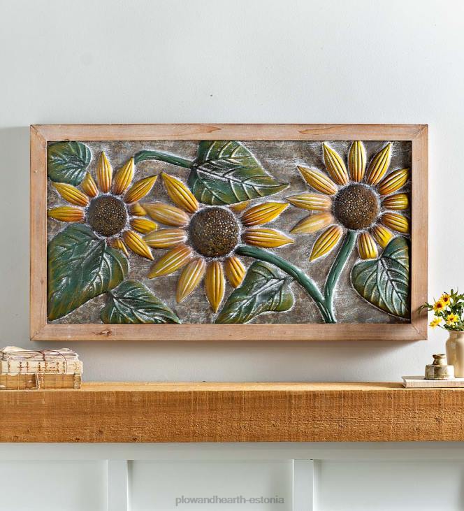 majatarbed 820L2344 päevalille reljeefne metallist seinadekoor puitkarkassiga Plow & Hearth