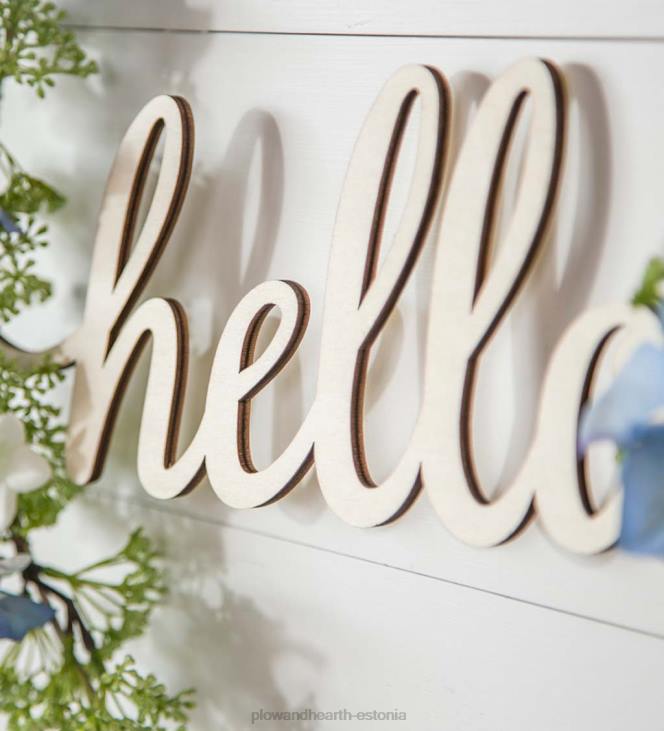 majatarbed 820L2365 sinine ja valge lilleline rõngastega seinakaunistus Plow & Hearth