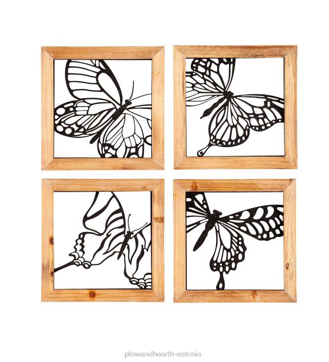 majatarbed 820L2480 puidust raamiga metallist liblikas seinakaunistuste komplekt Plow & Hearth