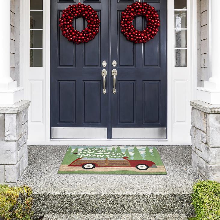 majatarbed 820L1321 sise-/väljas käsitsi haagitud jõulumänni aktsentvaip Plow & Hearth