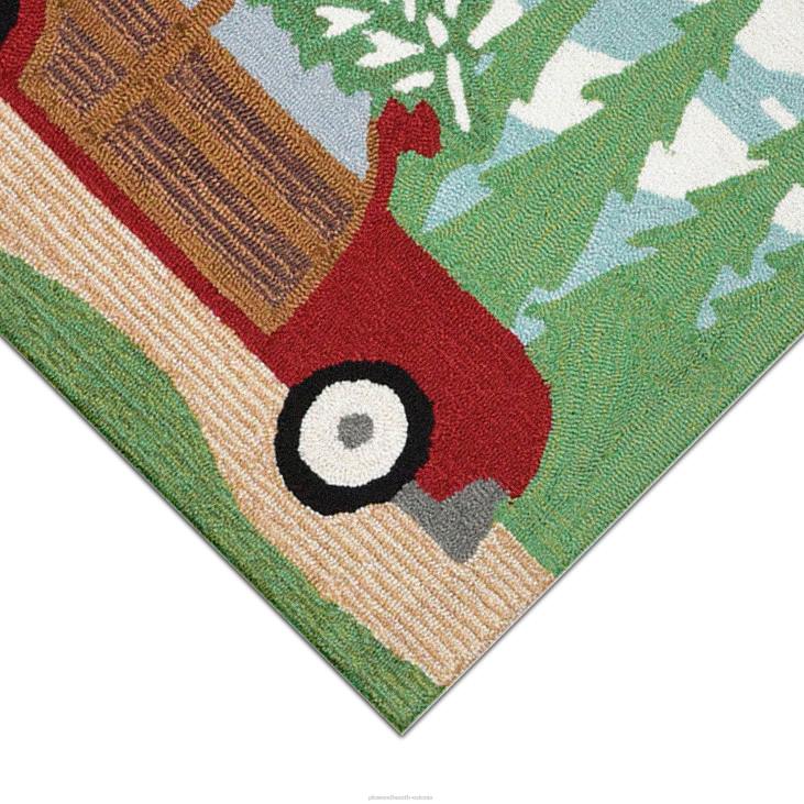 majatarbed 820L1321 sise-/väljas käsitsi haagitud jõulumänni aktsentvaip Plow & Hearth