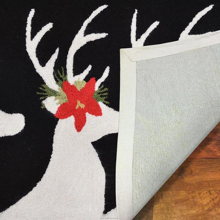 majatarbed 820L1330 sise-/väljas käsitsi haagitud jõulutähe põhjapõdra aktsendivaip Plow & Hearth