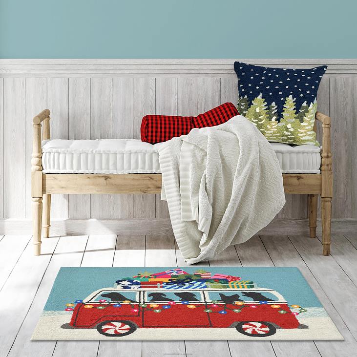 majatarbed 820L1332 toas/välis käsitsi haakitud Happy howlidays aktsendivaip Plow & Hearth