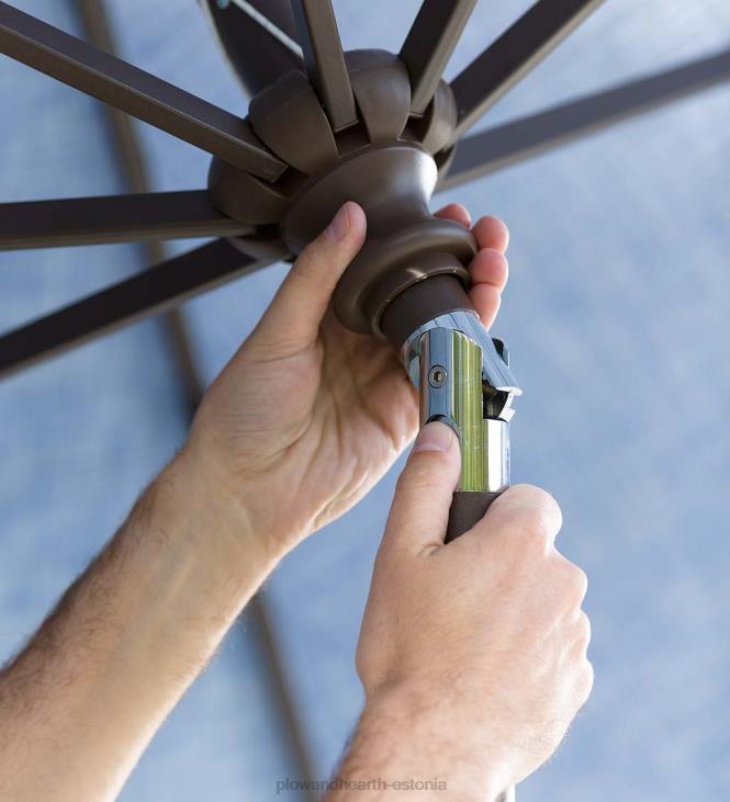 majatarbed 820L1462 klassikaline terrassituru vihmavari alumiiniumist vardaga, 9' dia. - kesköö merevägi Plow & Hearth