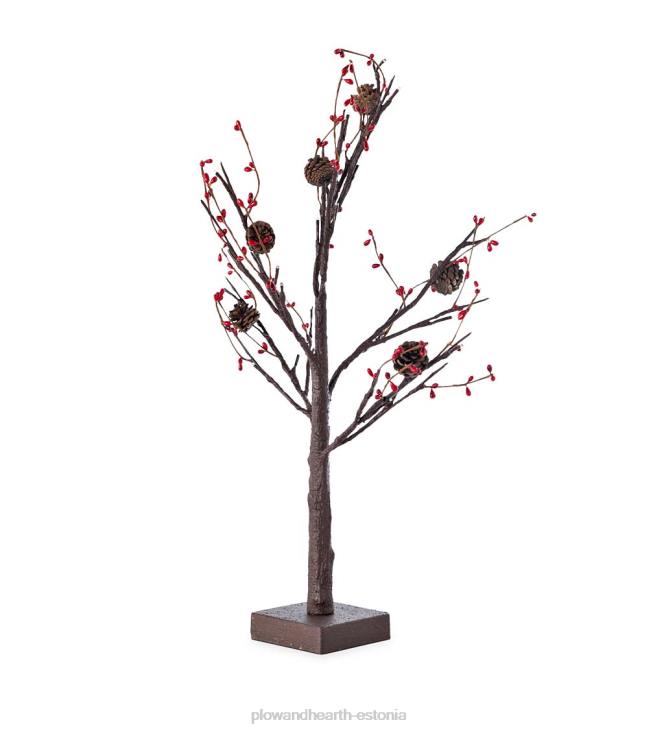 majatarbed 820L1675 sise-/välivalgustusega lauapealne männikäbi ja punane marjapuu Plow & Hearth