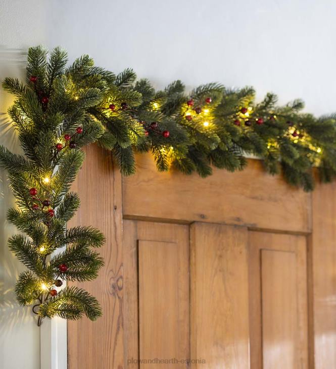 majatarbed 820L1705 talveroheline valgustatud pühadepärja Plow & Hearth