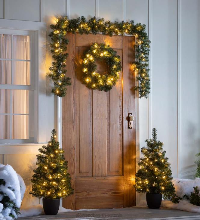 majatarbed 820L1711 puhkuseveranda-karbis valgustatud montfairi männist kaunistuskomplekt Plow & Hearth