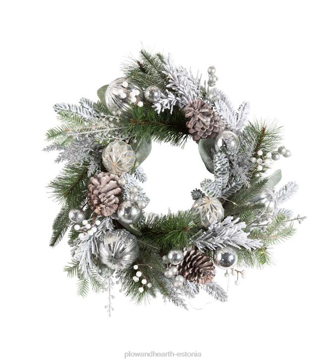 majatarbed 820L1712 valgustatud hõbedane igihaljas pühadepärg Plow & Hearth