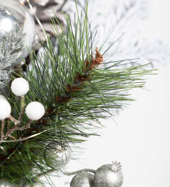 majatarbed 820L1712 valgustatud hõbedane igihaljas pühadepärg Plow & Hearth