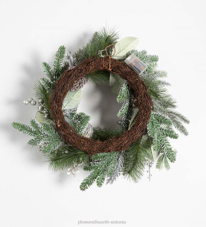 majatarbed 820L1712 valgustatud hõbedane igihaljas pühadepärg Plow & Hearth