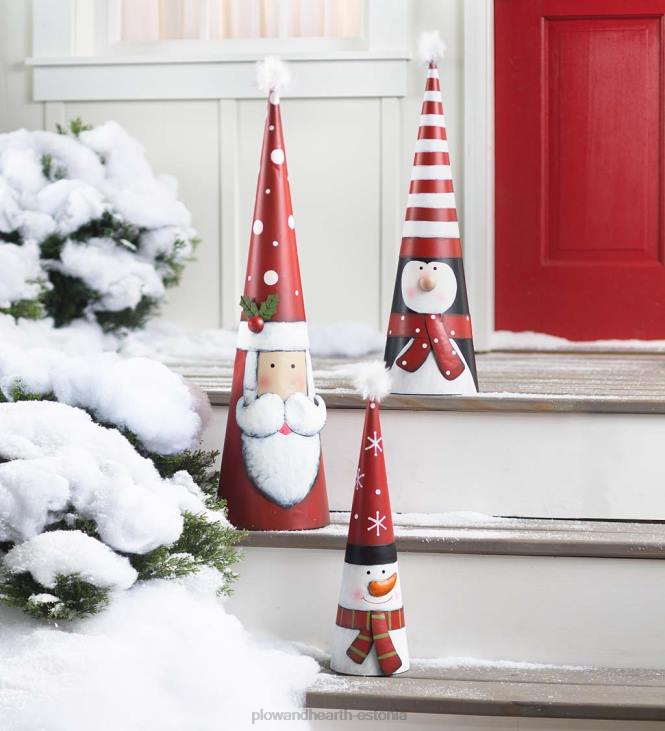 majatarbed 820L1717 metallist koonusekujulised pühadetegelased, komplektis 3 Plow & Hearth