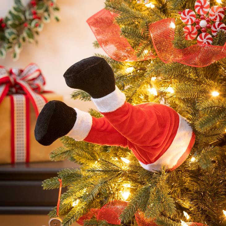 majatarbed 820L1730 animeeritud jõuluvana jalgade puukaunistus Plow & Hearth