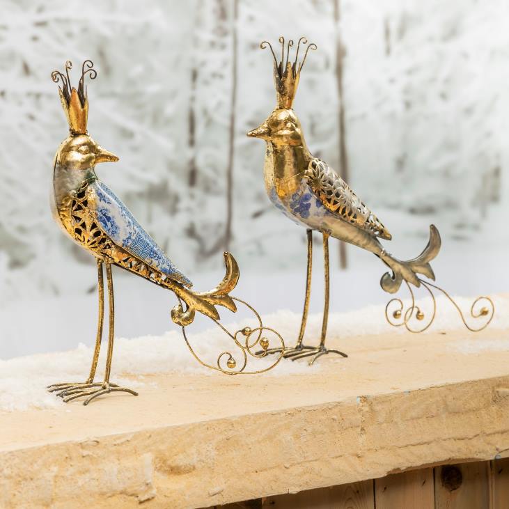 majatarbed 820L1732 kroonidega kuldsed linnud, komplektis 2 Plow & Hearth