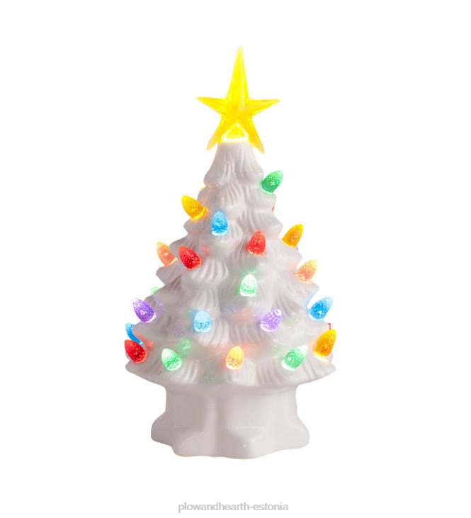 majatarbed 820L1688 sise-/väljas akutoitel valgustatud keraamiline jõulupuu Plow & Hearth