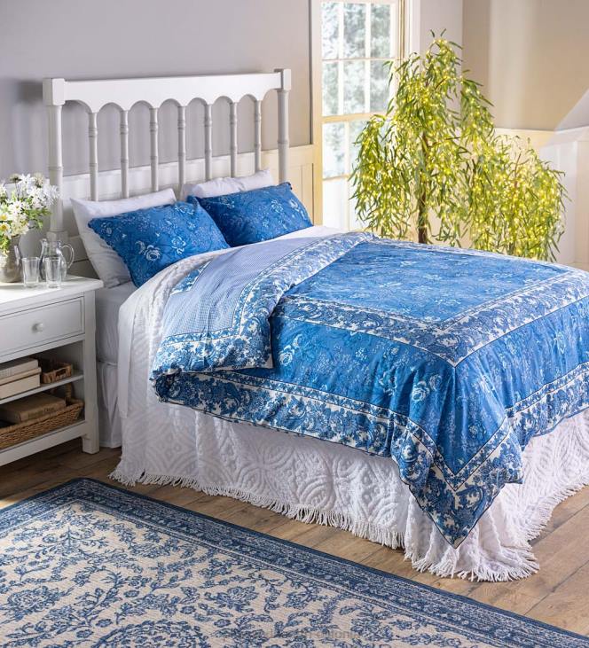 majatarbed 820L2674 portselan roosisinine lilleline pööratav voodipesu Plow & Hearth