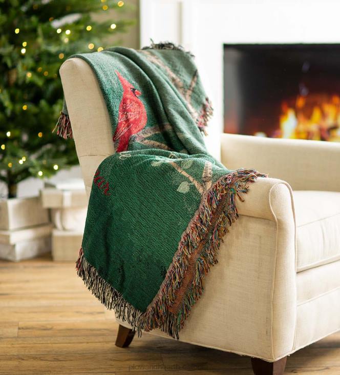 majatarbed 820L783 usas valmistatud kardinal sõnum puuvillase seinavaiba viskamine Plow & Hearth