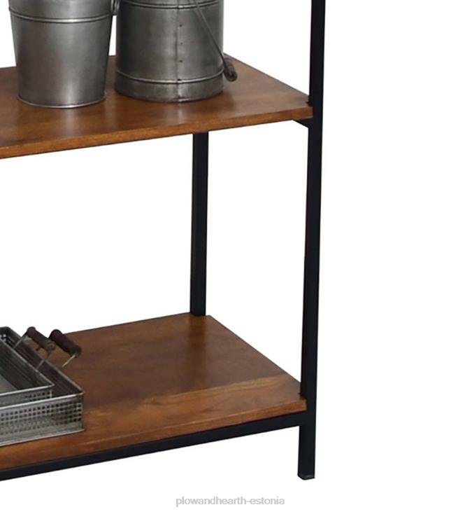 mööbel 820L2113 72 -kõrge viie riiuliga puidust ja metallist raamaturiiul - kastan Plow & Hearth