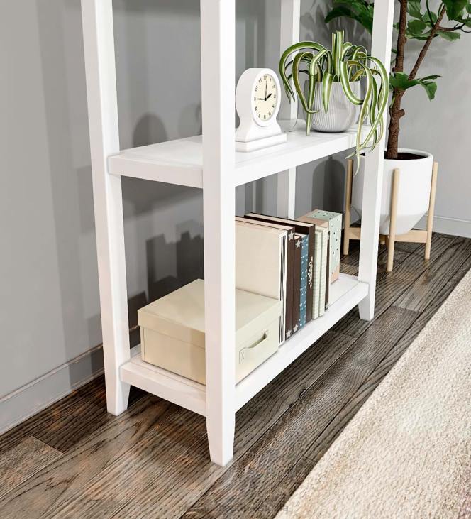 mööbel 820L2118 talumaja kolme riiuli kõrgune raamatukapi hoiuriiul - pestud hall Plow & Hearth