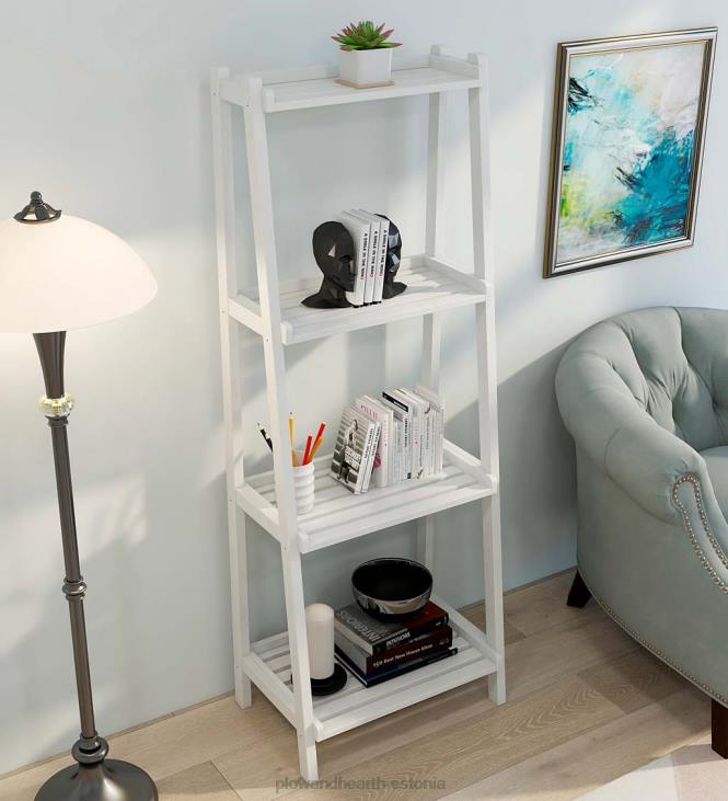 mööbel 820L2119 talumaja 4-korruseline puidust kaldus redelriiul - valge Plow & Hearth