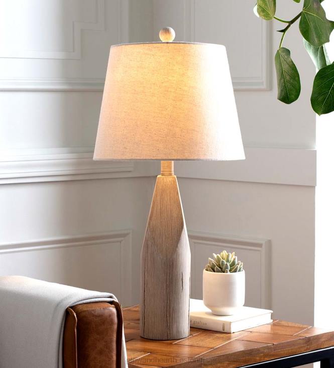 mööbel 820L2125 naturaalse linase varjuga vanutatud puidust laualamp Plow & Hearth