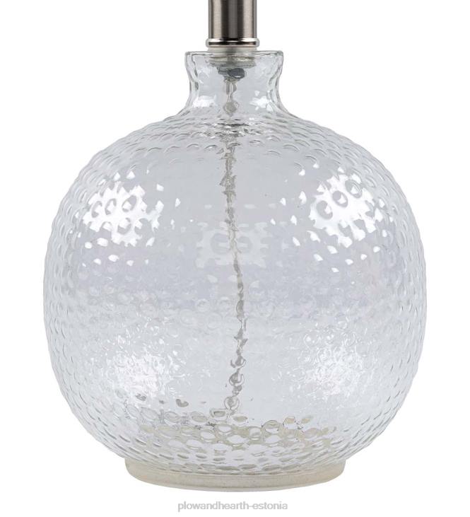 mööbel 820L2131 tekstuuriga mullklaasist laualamp beeži linase varjuga Plow & Hearth