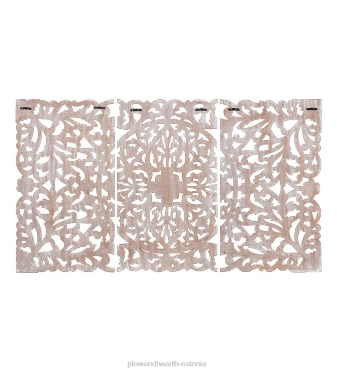 mööbel 820L2134 kolme paneeli valge pestud lilleline seinakunst Plow & Hearth